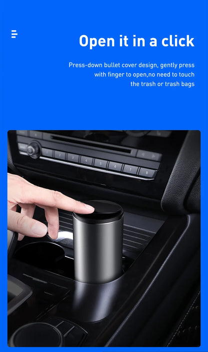 Baseus Alloy Car Trash Bin - Compact Garbage Can & Organizer