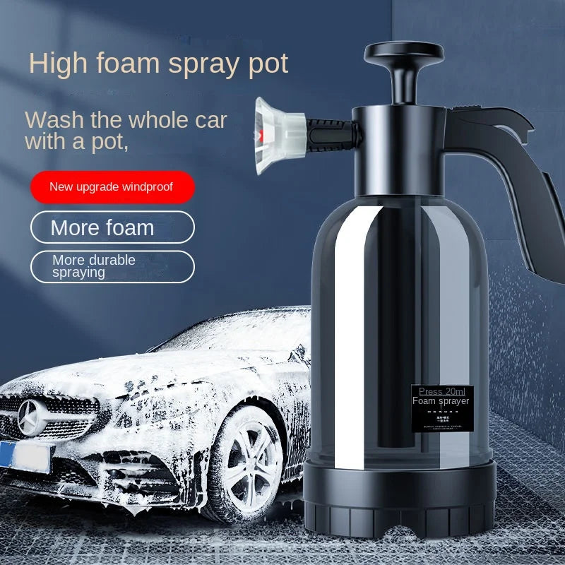 2L Hand Pump Foam Sprayer - Car Wash & Window Cleaning Bottle with 3 Nozzles