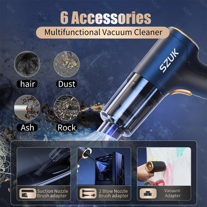 SZUK 98000PA Mini Car Vacuum - Wireless Handheld Cleaner with Strong Suction