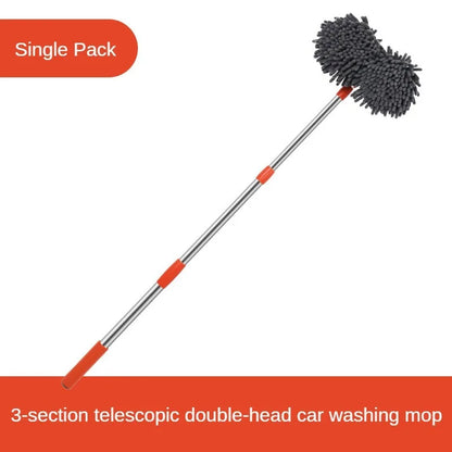 LEIBOO Telescopic Car Wash Mop - Chenille Brush with Dual Heads for Roof & Windows