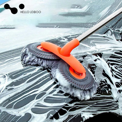 LEIBOO Telescopic Car Wash Mop - Chenille Brush with Dual Heads for Roof & Windows