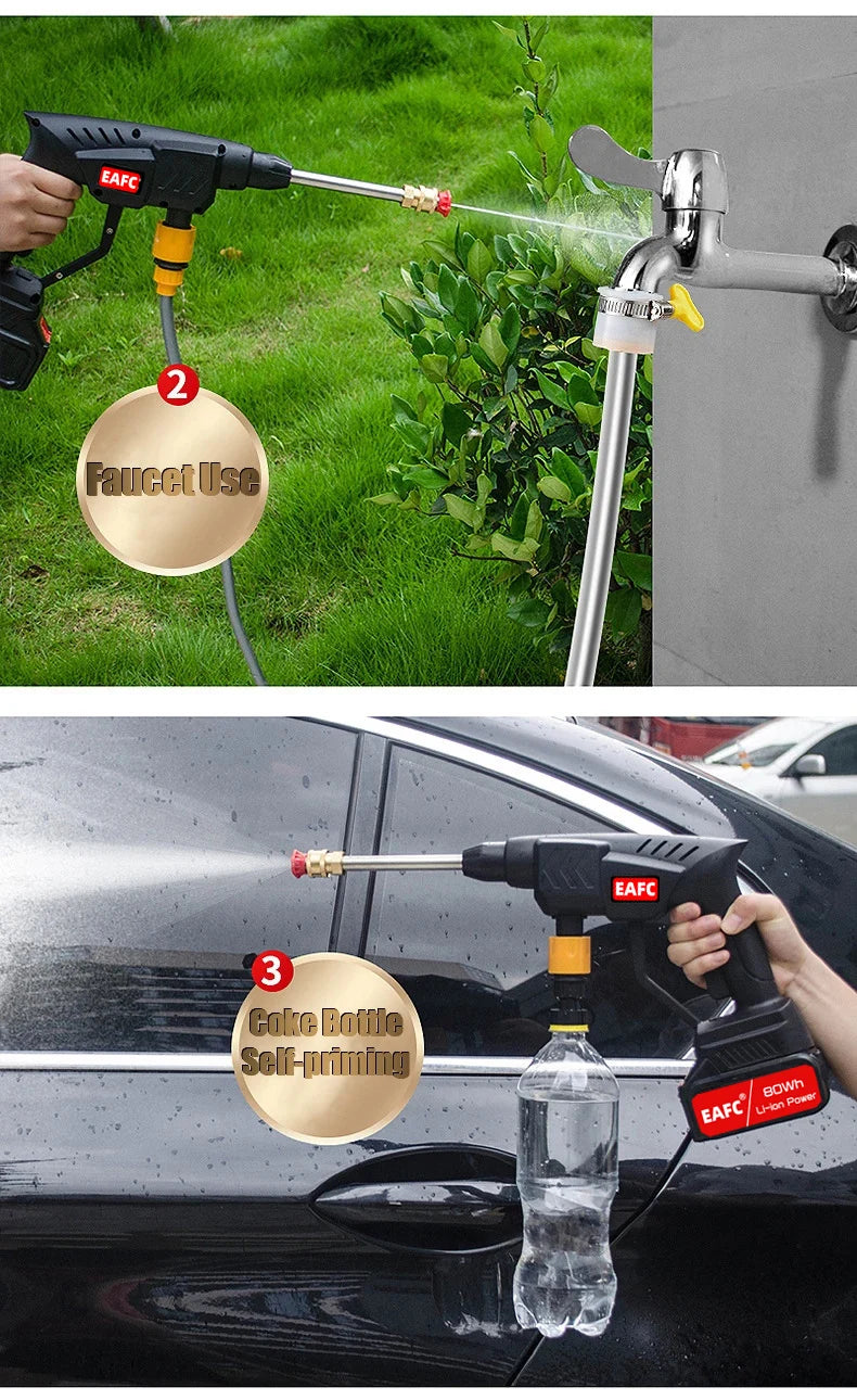 60Bar 21V Cordless Pressure Washer - Electric Car Wash Gun