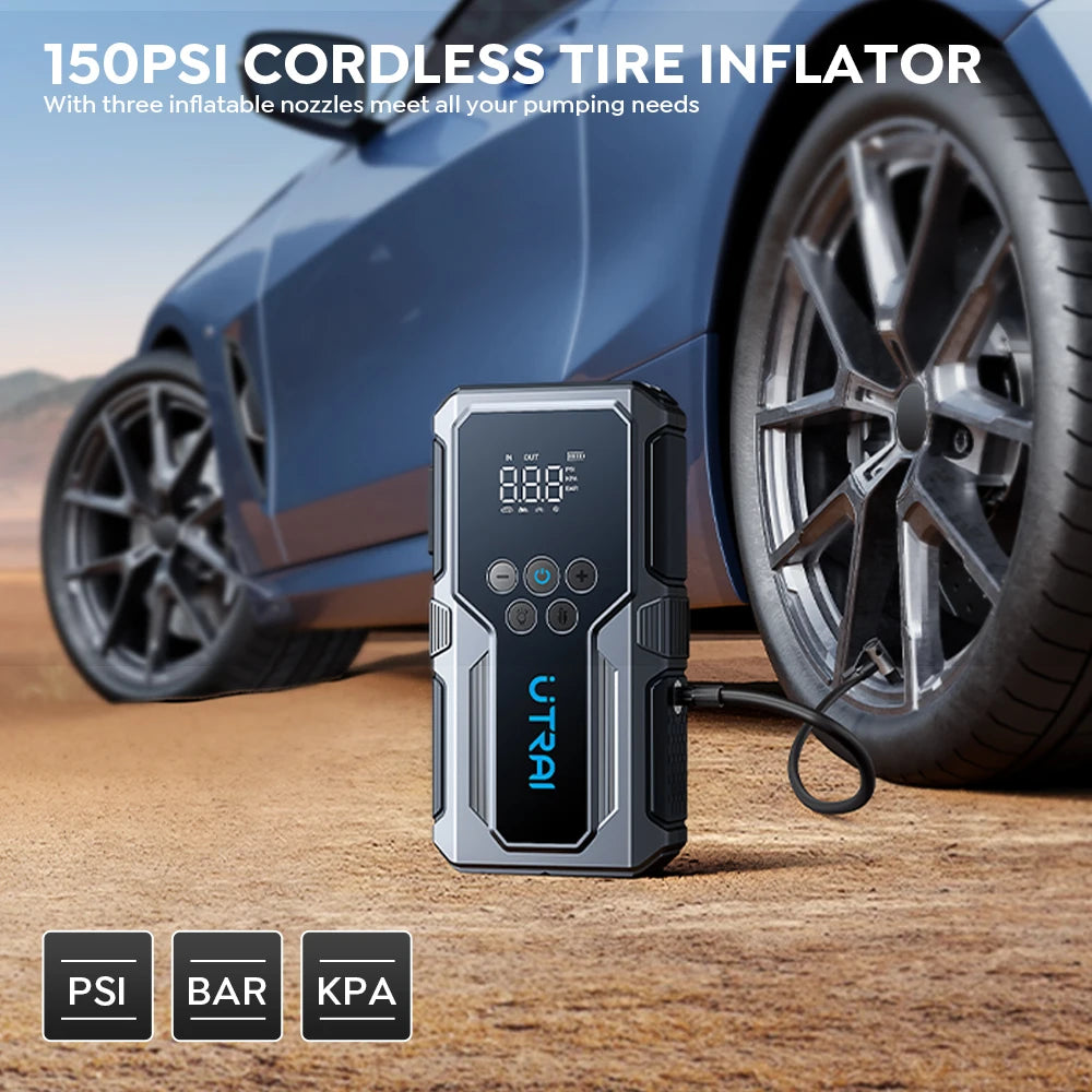 UTRAI 1500A Car Jump Starter - Portable Power Bank & 150PSI Air Pump