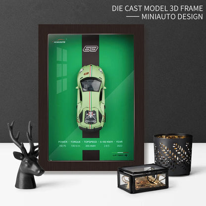 1:32 Photo Frame Version  Metal Sports Car Model Simulation 3D Racing Car Hanging Painting Collection